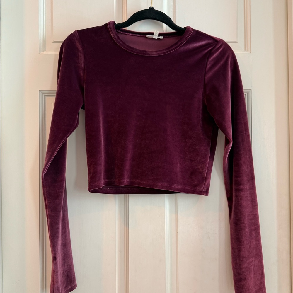 Wilfred Velvet Long Sleeve Top - Deep Purple